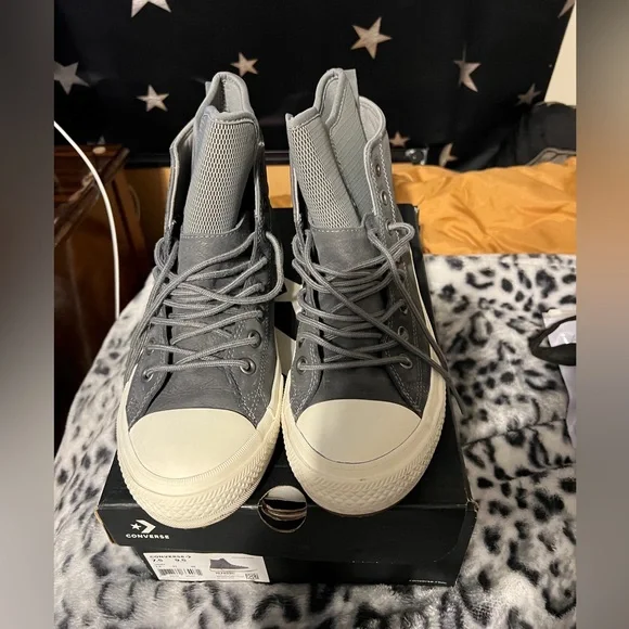 Converse Chuck Taylor All Star Waterproof Leather Boot Hi Grey M 7.5  157459C - Picture 2 of 6